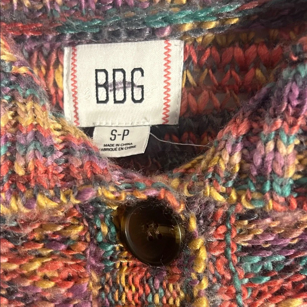 Urban outfitters BDG Multicolor Knit Cropped Cardigan rainbow colors - Picture 2 of 8